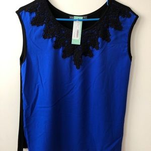 Cobalt Blue with Black Lace Top